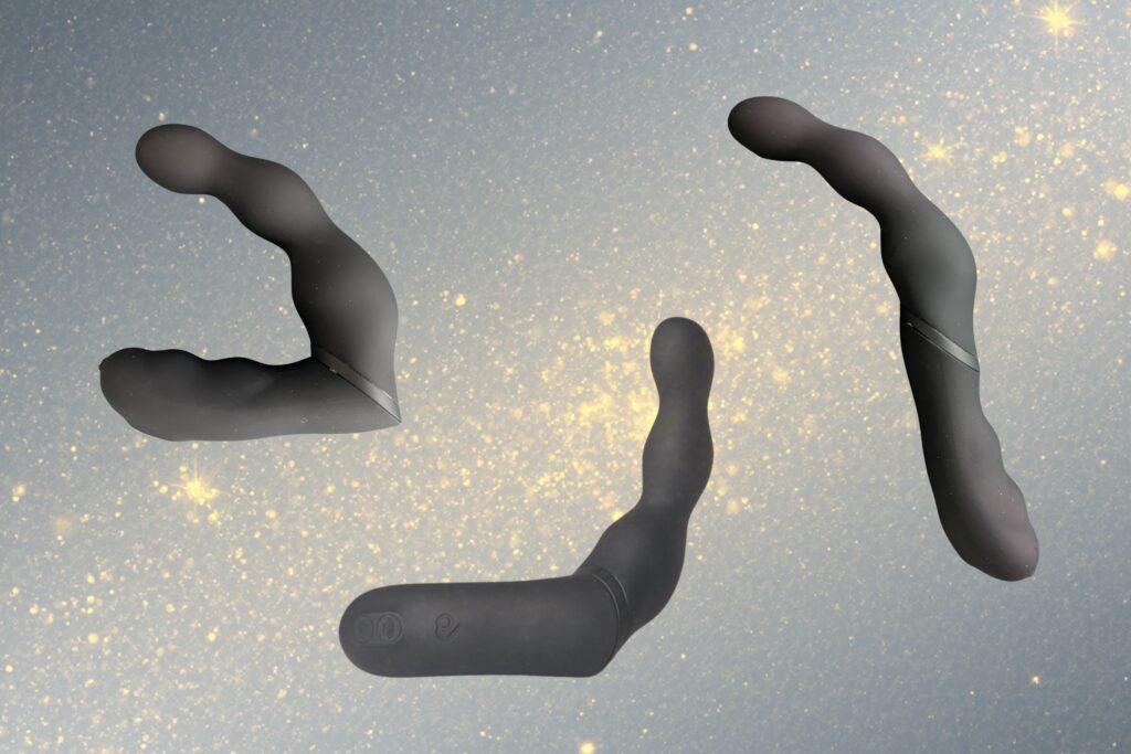 Various positions of the Rocks Off Adapt toy: Prostate & perenium massager, left handed thrusting toy (you can also have the handle on the right), wand.