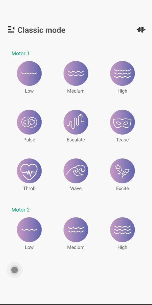 Love Spouse App screen - controls for Calexotics Control Connect Venus Butterfly
