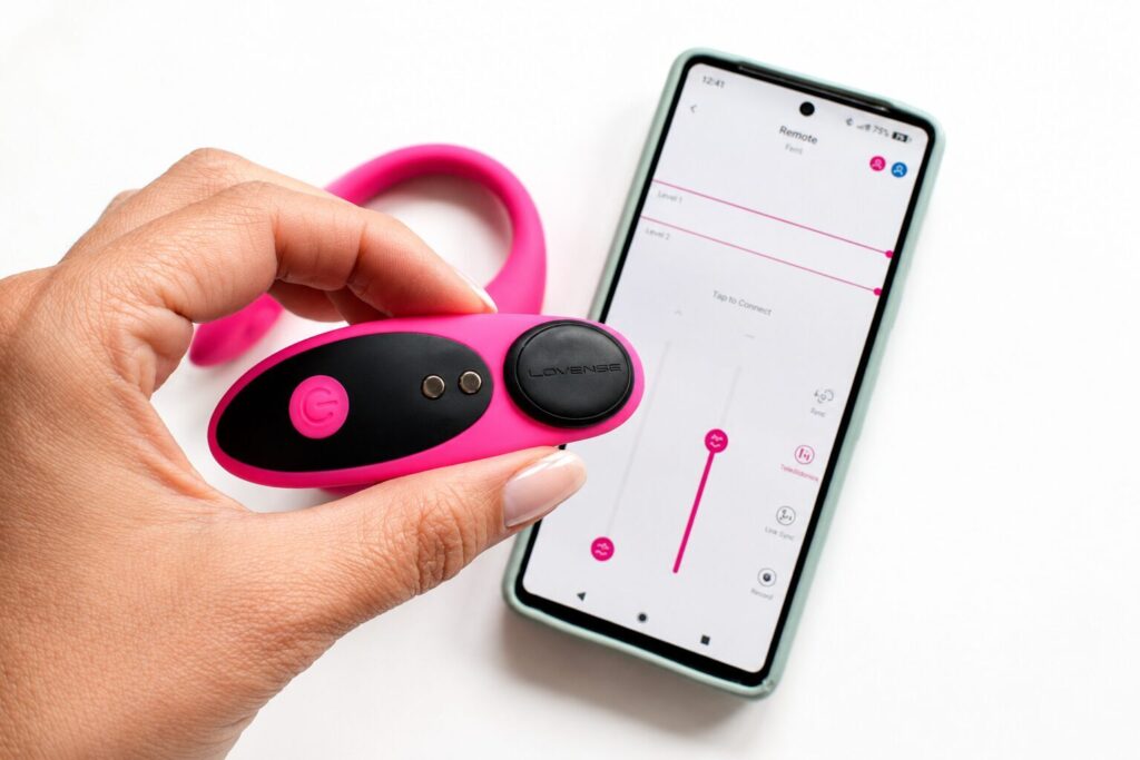 Lovense Ferri in hand, over app