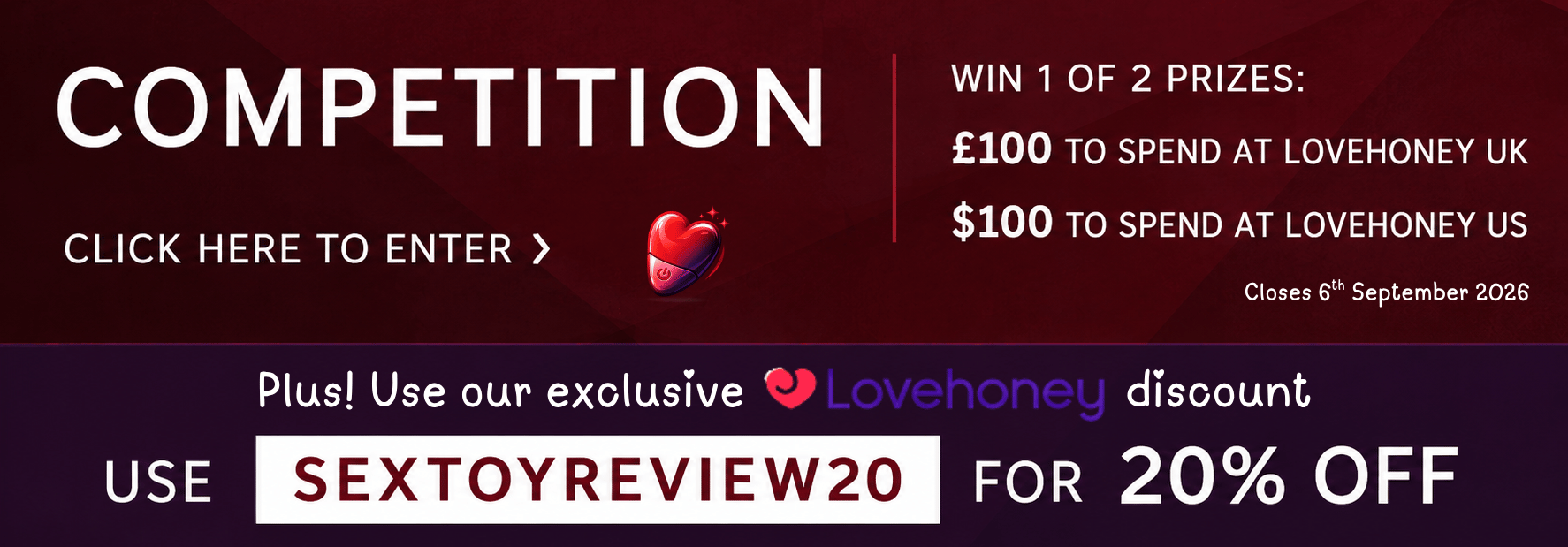 competition and 20% off at Lovehoney UK