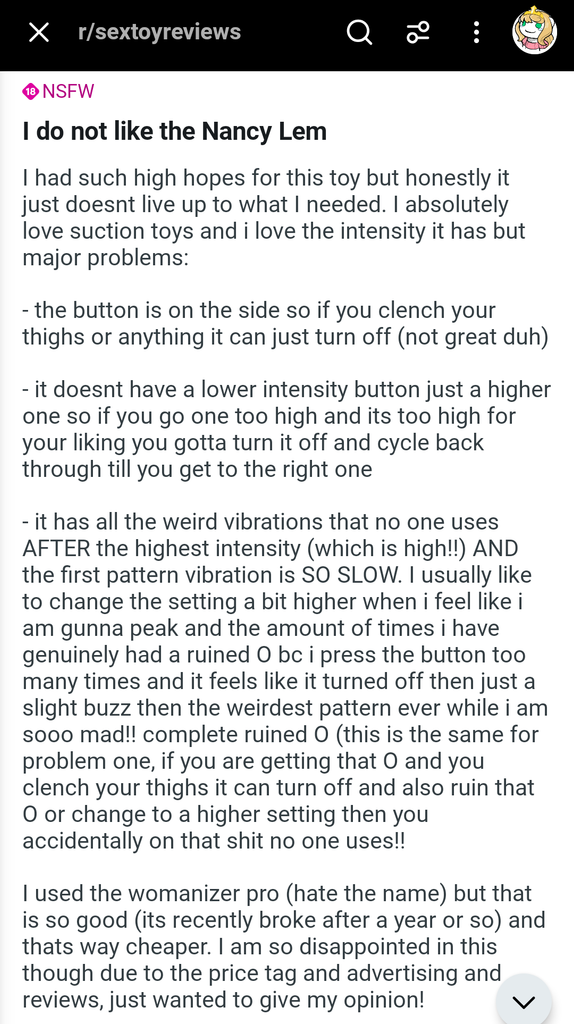 I do not like the Nancy Lem - a post on Reddit