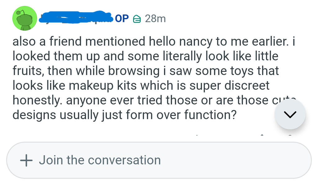 screenshot of someone talking about the hello nancy lem on reddit