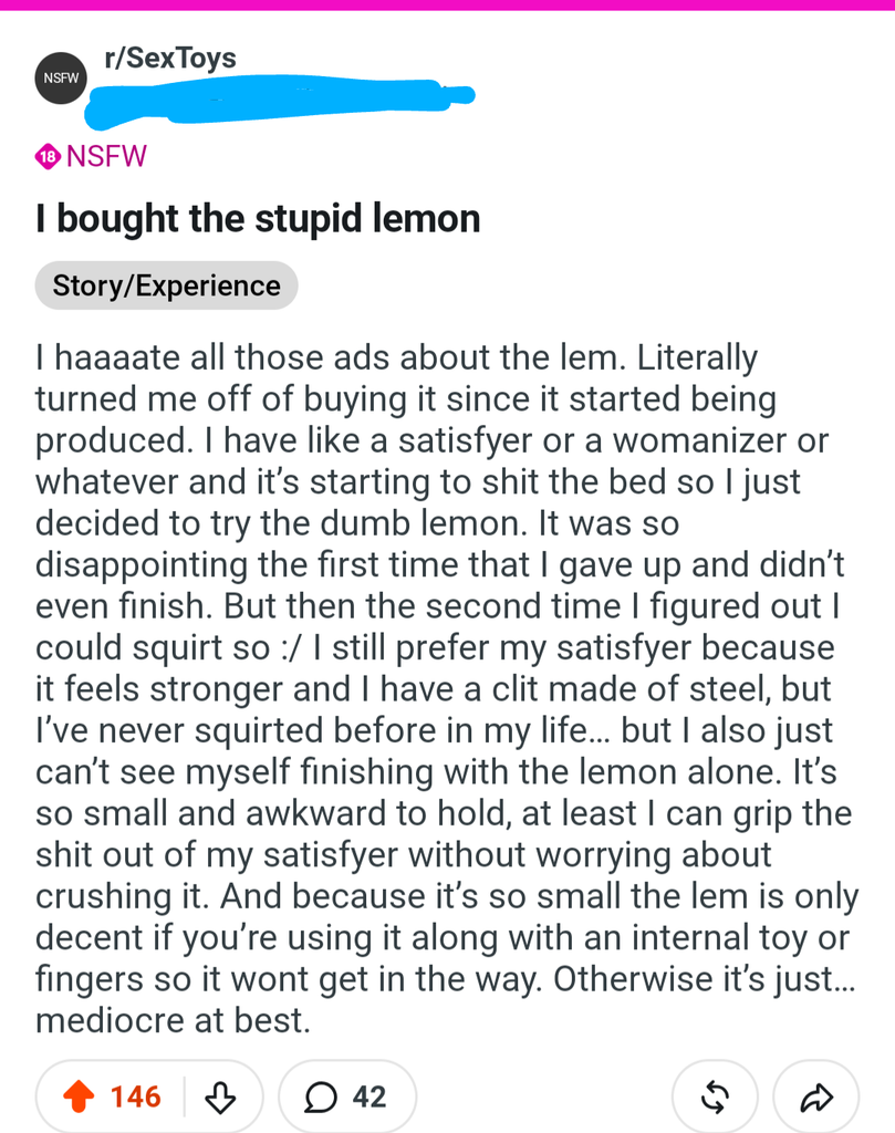 I bought the stupid lemon thread on Reddit
